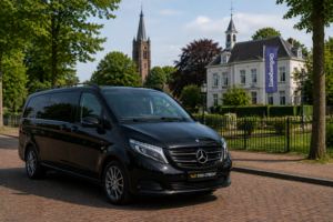 Luxe zwarte 8-persoons taxibus in Driebergen voor vervoer naar Utrecht en Schiphol