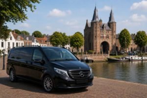 Luxe zwarte 8-persoons taxibus in Wijk bij Duurstede voor vervoer naar Utrecht en Schiphol